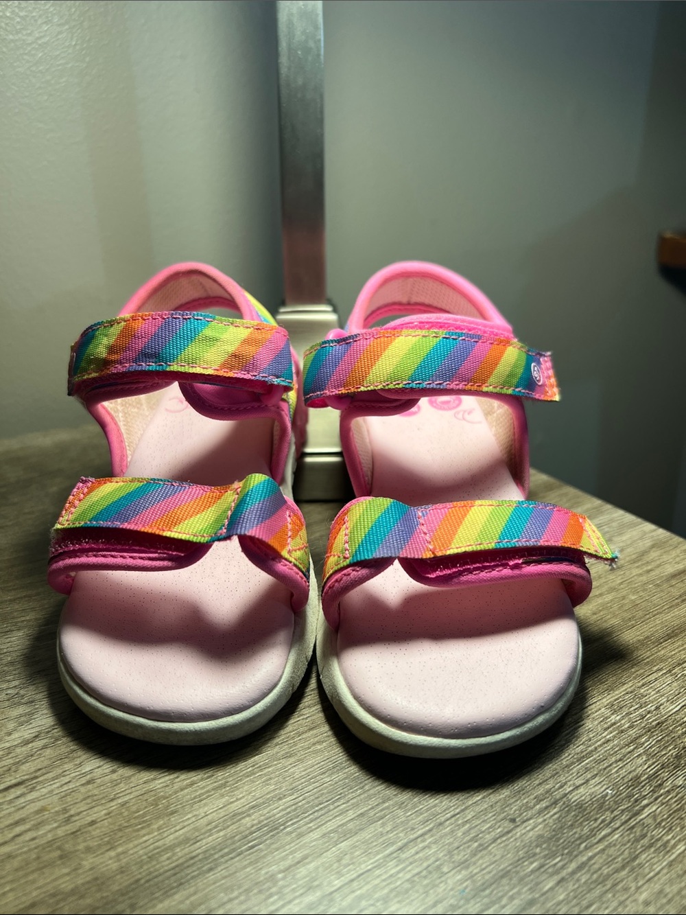 Stride Rite Pink Sandals with Rainbow Straps